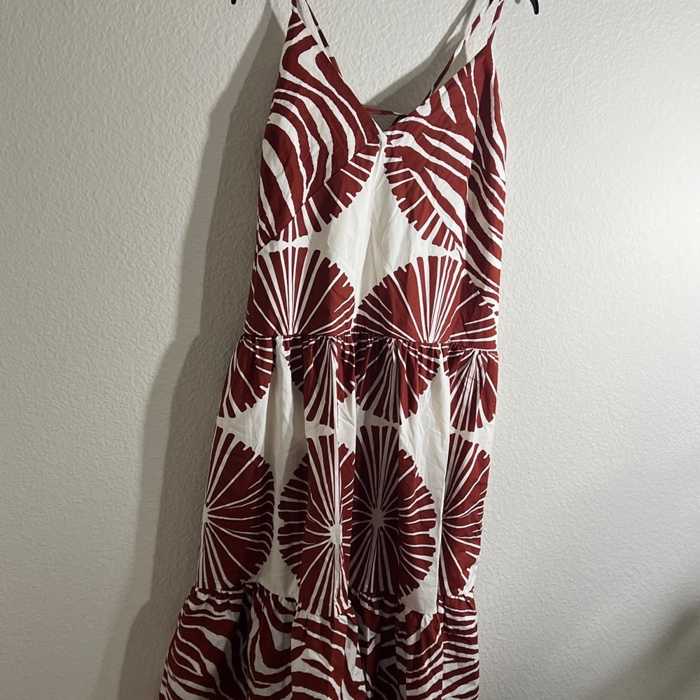 Banana Republic Cotton Poplin Tiered Midi Sz XL Dress Brown Zebra Print summer - Picture 4 of 13